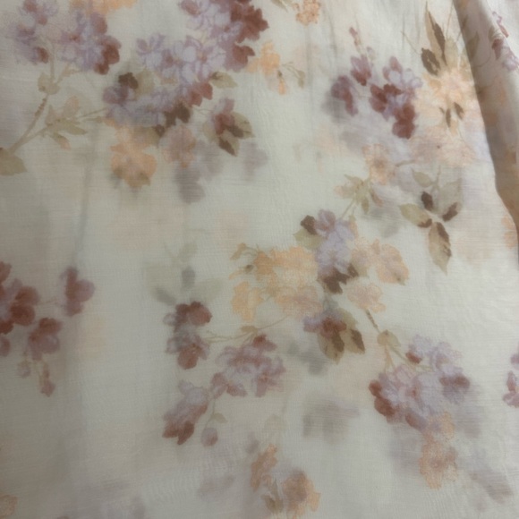 H&M Flounce Collar Blouse Sheer Pink Floral Large L - Picture 2 of 7